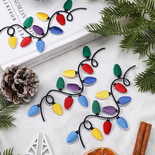 24 Pcs Christmas Iron-On Embroidery Patches Light Applique Polyester Cotton - Hoolerry