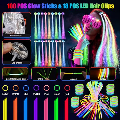 Glow in the Dark Party Supplies Set for Indoor Outdoor Events - Assorted