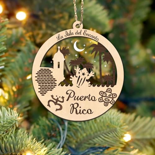 BEETHIS Pr 3 Layers Boricua Puerto Rico Ornament 2026 - Wood & Acrylic, 4in - Xmas Keepsake for Men Women