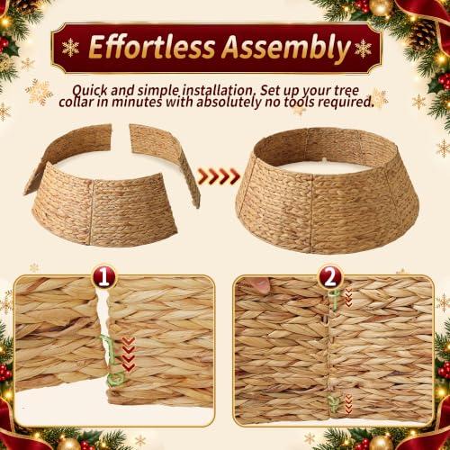 Christmas Tree Collar 30 Inch, Woven Stand Cover with Ruffle