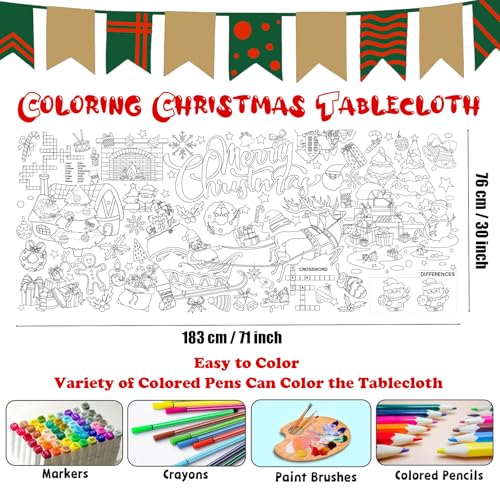 Giant Christmas Coloring Poster for Kids - Holiday Tablecloth & Party Activity