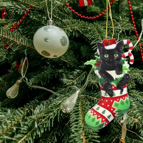 GLADFRESIT A Black Cat Christmas Tree Hanging Decoration – Christmas Ornament for Tree, Car, Home (A)