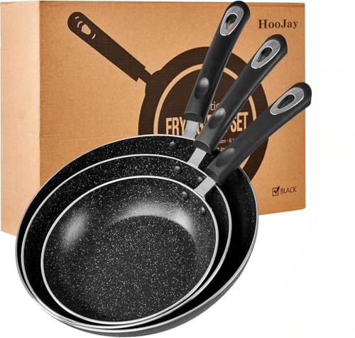 Nonstick Frying Pan Set 3-Piece Induction Compatible Skillet Collection - 8, 9.5, 11 Inch