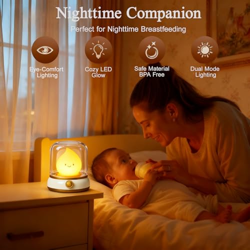 Cute Kids Night Light for Nursery - Retro Rechargeable Light with Timer, Cozy Desk Lamp Gift for Kids, Toddler & Mom | Desk Accessories (Yellow)