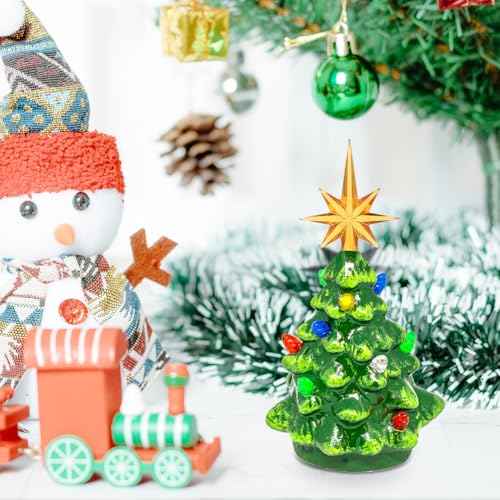 215pc Ceramic Christmas Tree Replacement Bulbs Set – Multicolor Pine Cone & Star Toppers
