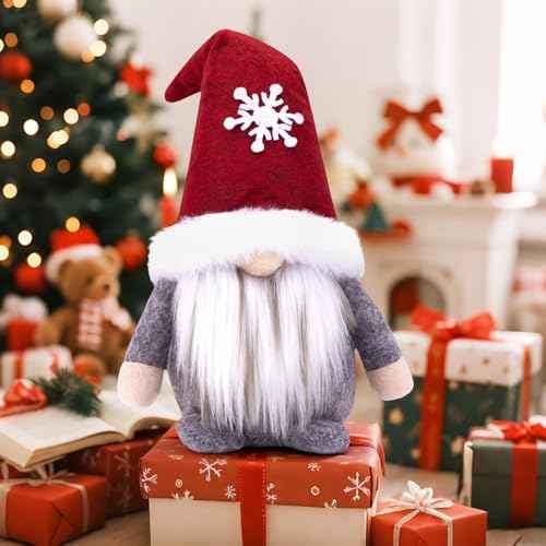 Christmas Gnome Decorations Plush - Handmade Scandinavian Tomte for Xmas Home, Tiered Tray & Kitchen Decor for Women, Thanksgiving Christmas Party