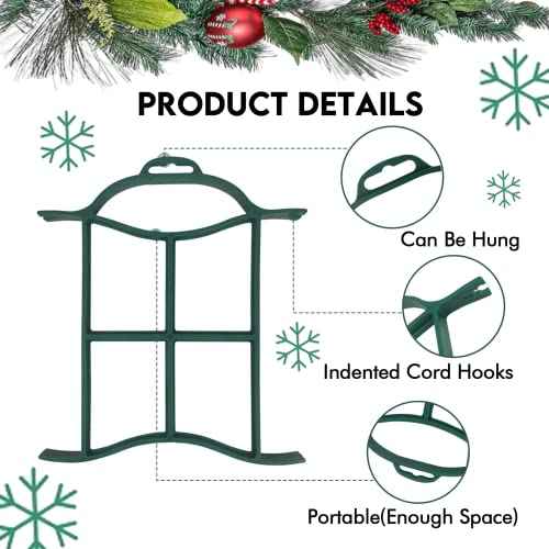 Set of 6 Light & Cord Wind Up Christmas Light Storage, Strong & Hangable, for Organizing Christmas Lights & Electric Cords, Each Holds Up to 98 ft (2 Red 2 Green Grey Blue, 7inch x 8inch)
