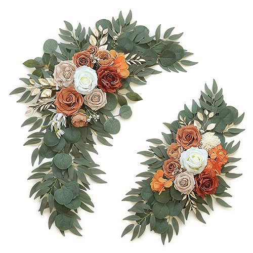 Artificial Flower Swag Set of 2 for Wedding Arch and Decor - Burnt Orange