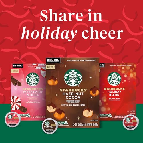 1 Pack Starbucks Peppermint Mocha Flavored Coffee K-Cup Pods for Keurig, 100% Arabica