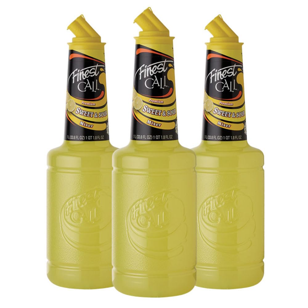 Finest Call Premium Sweet & Sour Drink Mix, 1 Liter Bottle (33.8 Fl Oz), Pack of 3