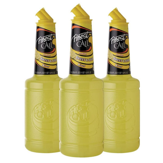 Finest Call Premium Sweet & Sour Drink Mix, 1 Liter Bottle (33.8 Fl Oz), Pack of 3