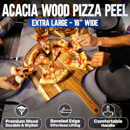 16-Inch Pizza Stone Set for Oven & Grill with Peel, Cutter & Brush - KitchenStar
