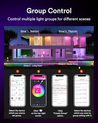 3-Inch Smart Recessed LED Ceiling Light 4-Pack RGBW Wi-Fi Compatible