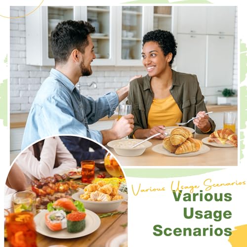 Disposable Compostable Paper Plates and Bowls Set - 7 in, 9 in, 12 oz - 150 Pack
