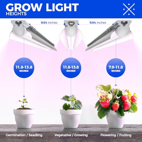 Pinkish White 3ft LED Grow Light Strip - Full Spectrum, 180W, 6 Pack