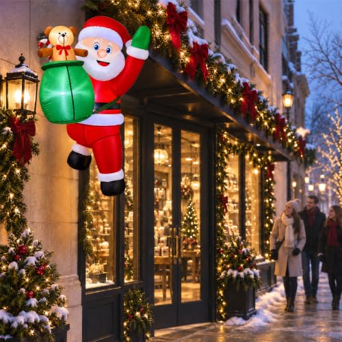 EggSun 4FT Inflatable Hanging Santa Claus Christmas Yard Decor with LED Lights