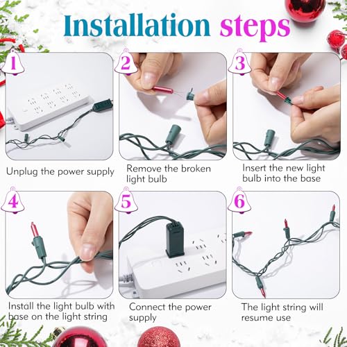 Mudder 100 Replacement Incandescent Christmas Tree Light Bulbs 2.5V 0.425W