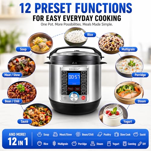 14-in-1 6 Quart Electric Pressure Cooker Multi-Cooker with LCD, Steamer, Yogurt Maker