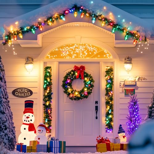 Minetom 25-Pack C7 Multicolor Christmas Replacement Bulbs, E12 Candelabra, Transparent 5W 120V
