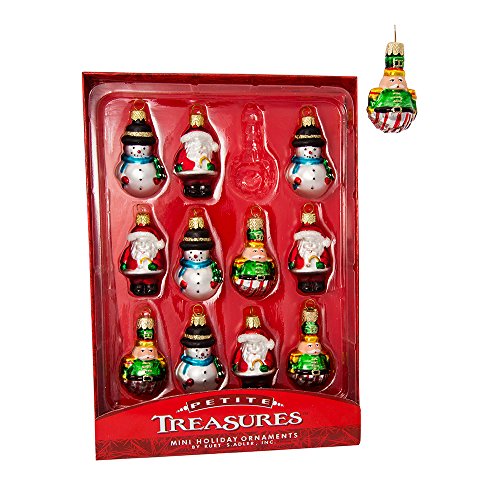 Kurt Adler 12 Piece Petite Glass Ornament Set - Christmas Tree Decorations