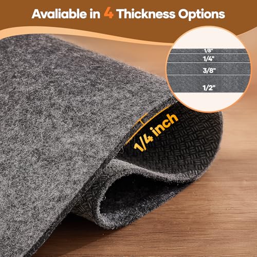 4' x 6' Rug Pad Non Slip Cushioned Gripper - Felt & Silicone Backing, 1/4 Inch Thick
