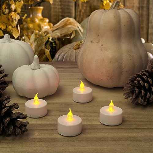 Flameless Flickering LED Tea Lights Candles Pack of 12, Warm Yellow Votive Battery-Operated Candles for Wedding Anniversary Halloween Christmas