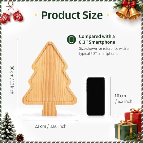 TJ POP Wooden Christmas Tree Serving Tray - 1 Compartment Holiday Platter