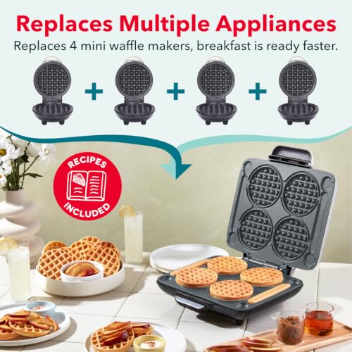 Dash Multi Mini Waffle Maker - Cooks 4 Mini Waffles at Once, Graphite