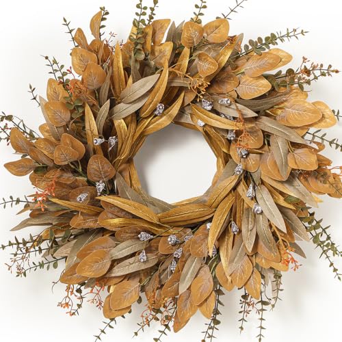 Large Fall Wreath with Eucalyptus & Berries for Front Door Outdoor Decor - 26 Inch