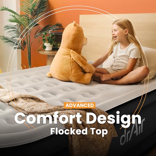 Twin Air Mattress with Built-In Pump - 18-Inch Raised Waterproof Inflatable Bed Gray & Black Variation