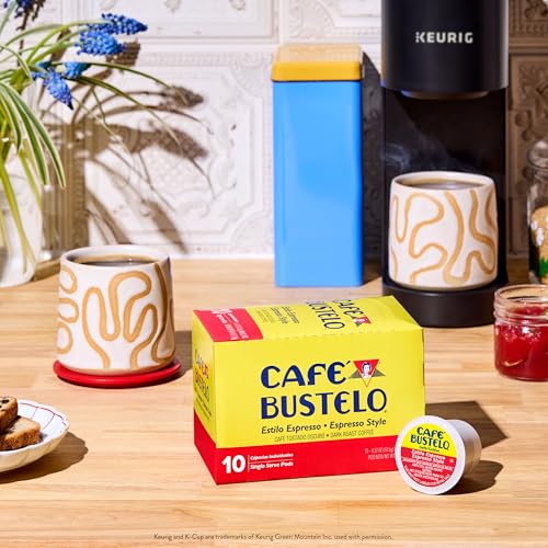 Coffee Pods - Café Bustelo Espresso Dark Roast 10-Count Pack of 6 - Compatible with Keurig