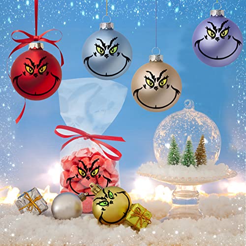 26 PCS Christmas Decorations Stickers, Yellow and Green Eyes Face Decals for Ornaments, Waterproof Vinyl Sticker for The Home, Christmas Balls, Party Supplies, Water Bottles ¡¦
