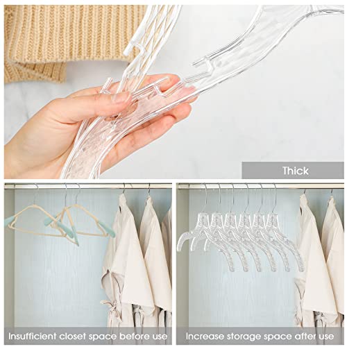 Clear Plastic Clothes Hangers Bulk 40 Pcs Slim Non-Slip Garment Organizers