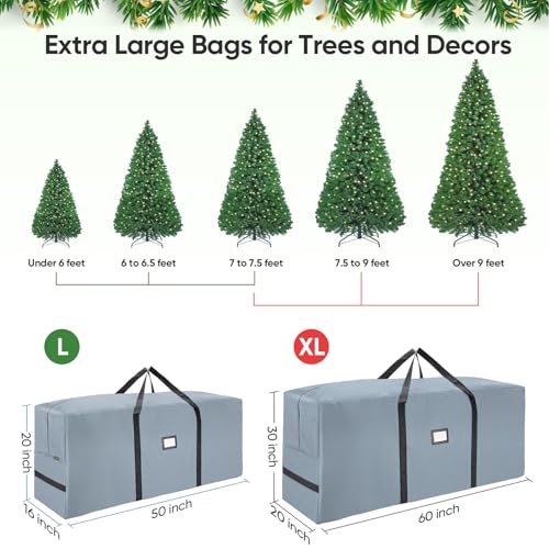 BALEINE 9 ft Christmas Tree Storage Bag - Grey, Heavy Duty 900D Oxford, Pack of 2