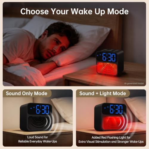AuroraCalm Extra Loud Alarm Clock for Heavy Sleepers - Black, 115dB