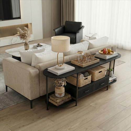 63-Inch Modern TV Stand for 65-70 Inch TVs with Fabric Drawers - Black