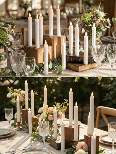 Funtery Classic Style 6.5-inch Flameless LED Taper Candles with Remote - White, 48 pcs