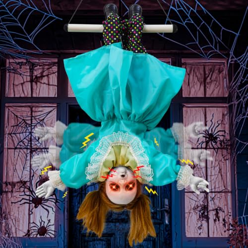 Turnmeon 30-Inch Halloween Animatronic Hanging Doll with Sound & Moving Hands