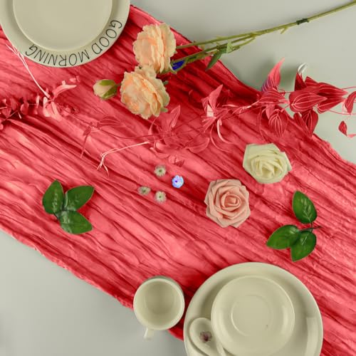 Red Cheesecloth Table Runner 35x120in – Gauze Wedding Party Décor, MIAHART