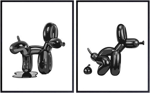 **Regine Switzerland Balloon Dog Bathroom Decor Set - Cute Y2K Black Art for Kids' Restroom**