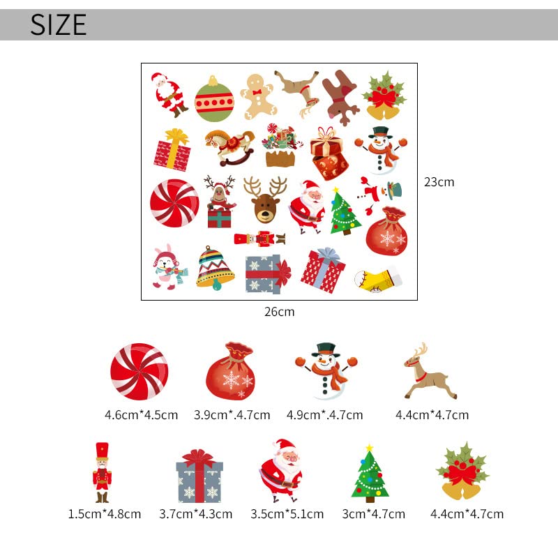 Furimuk 48 Piece Christmas Wine Glass Markers - Santa, Moose, Bells, Tree Stickers for Wine Tasting & Dinner Party