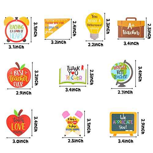 WATINC 31PCS Teacher Appreciation Wooden Ornaments, Graduation Hanging Pendants Decoration Thanksgiving Party Favor, Thank You Teachers First and Last Day of School Back to School for Classroom Decor