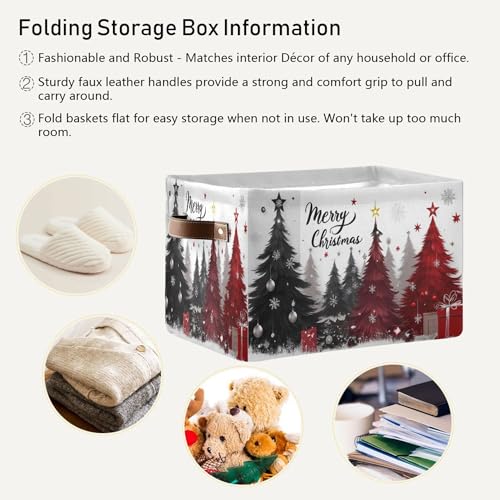 Wamika 1 Pack Christmas Tree Storage Basket with Waterproof Liner & Handles, 14.2 Inches, Collapsible Xmas Organizer