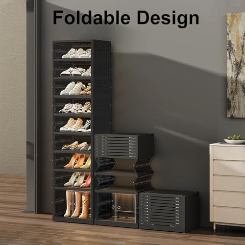 SYNCVIBE Foldable Shoe Rack Organizer - 9 Tiers, 18 Pairs, Black - Variation of THIS listing