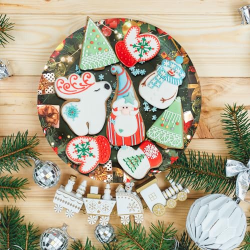 Christmas Paper Plates, 40pcs Party Paper Plate Set Disposable Christma Party Food Dinner Dessert Plates Tableware Decorations Favors, Including 20pcs 9" and 20pcs 7" for Christmas Plate