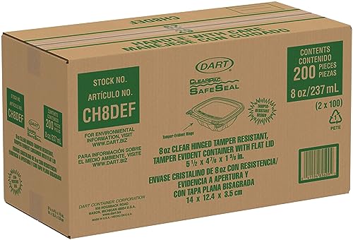 DART CH8DEF 8 oz Tamper-Resistant Food Storage Container with Flat Lid - Case of 200