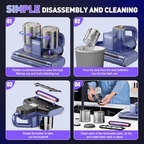 Gxzsk Mattress Vacuum Cleaner Handheld Bed Vacuum with UV-C Light - Bluish Purple