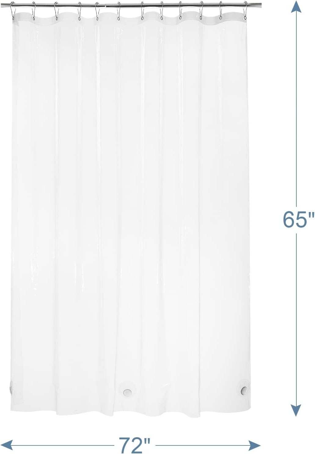 AmazerBath Heavy Duty Shower Curtain Liner - 12 Gauge Clear, 72 x 65 Inches with 3 Weights & 12 Grommets