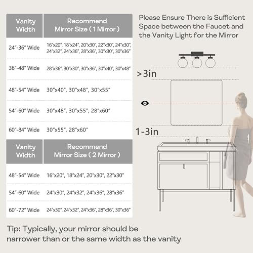 36 x 24 Inch Black Metal Framed Wall Mount Mirror for Bathroom & Bedroom - Minuover Rectangle