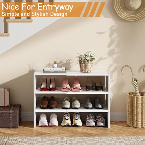 White 3-Tier Expandable Shoe Rack Organizer for Closet & Entryway - Pack of 1